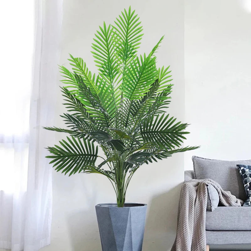 palmier artificiel en plastique avec feuilles de monstera pour jardin