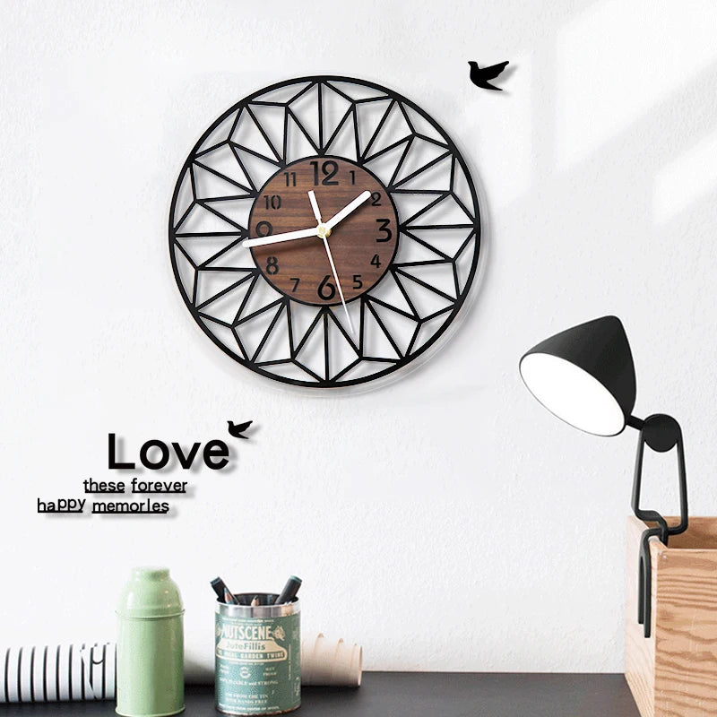 horloge murale en bois esthétique pour décoration intérieure