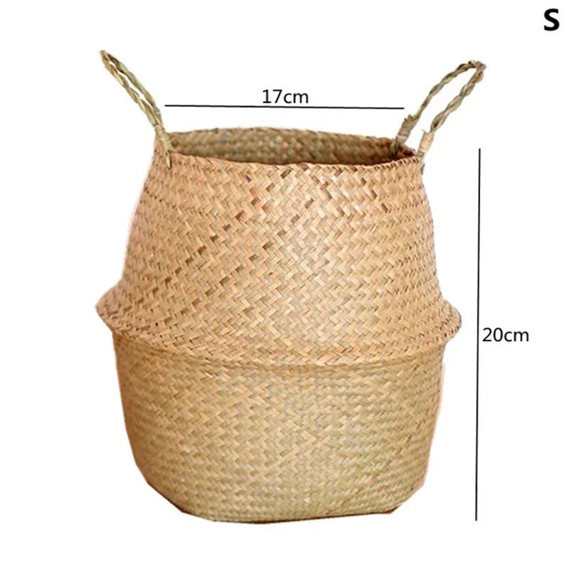 panier en paille pour plantes d'intérieur et d'extérieur