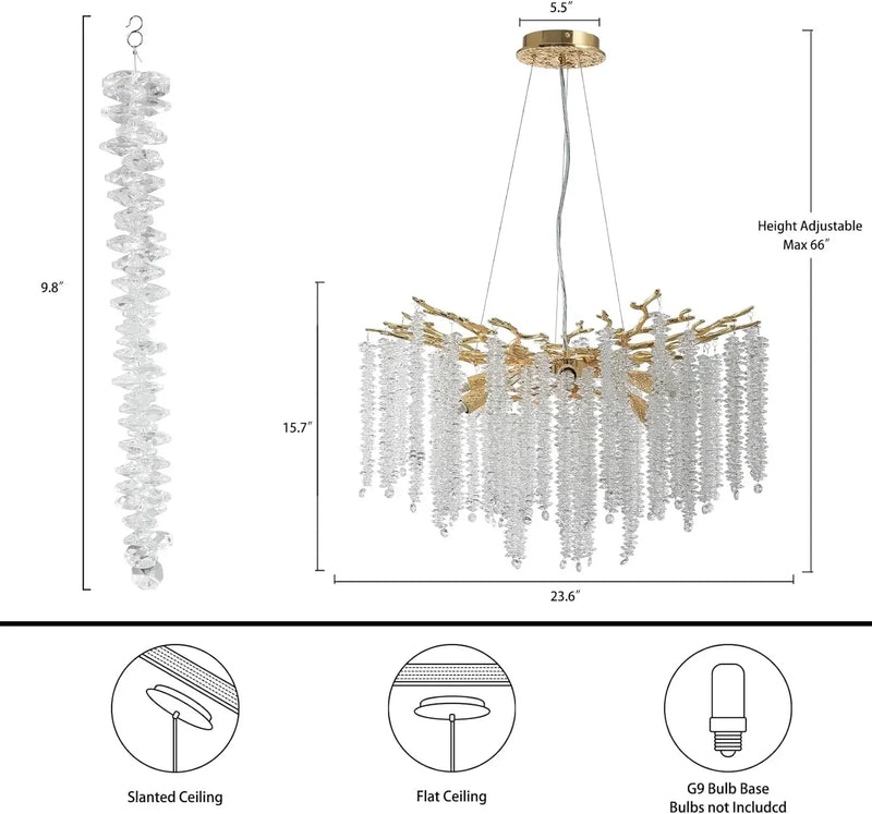 lustre en cristal design goutte d'eau pour intérieur élégant