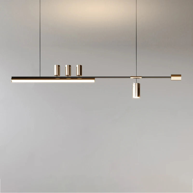 2024 Modern minimalist dining room chandelier high level slotted bar counter kitchen interior decorative lighting