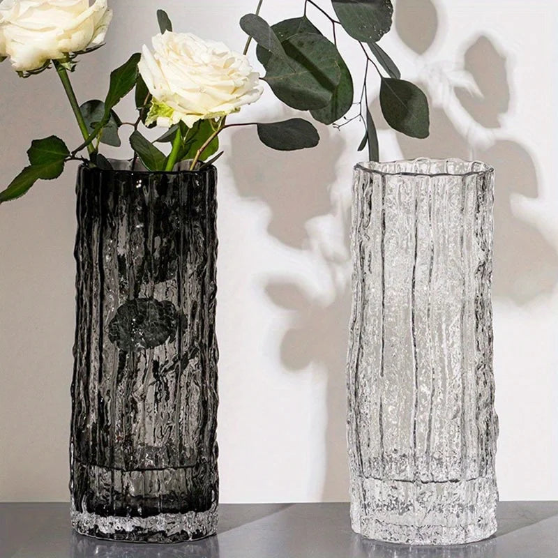 vase en verre transparent pour arrangement floral décoratif