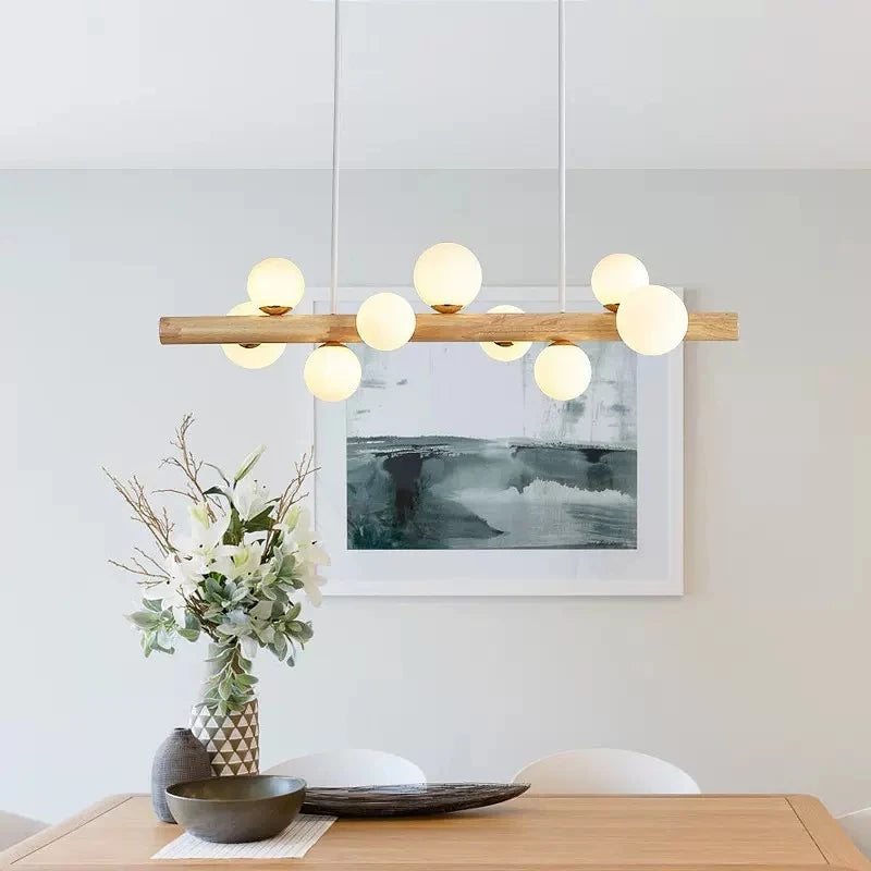 lustre en bois éclairage suspendu style moderne minimaliste