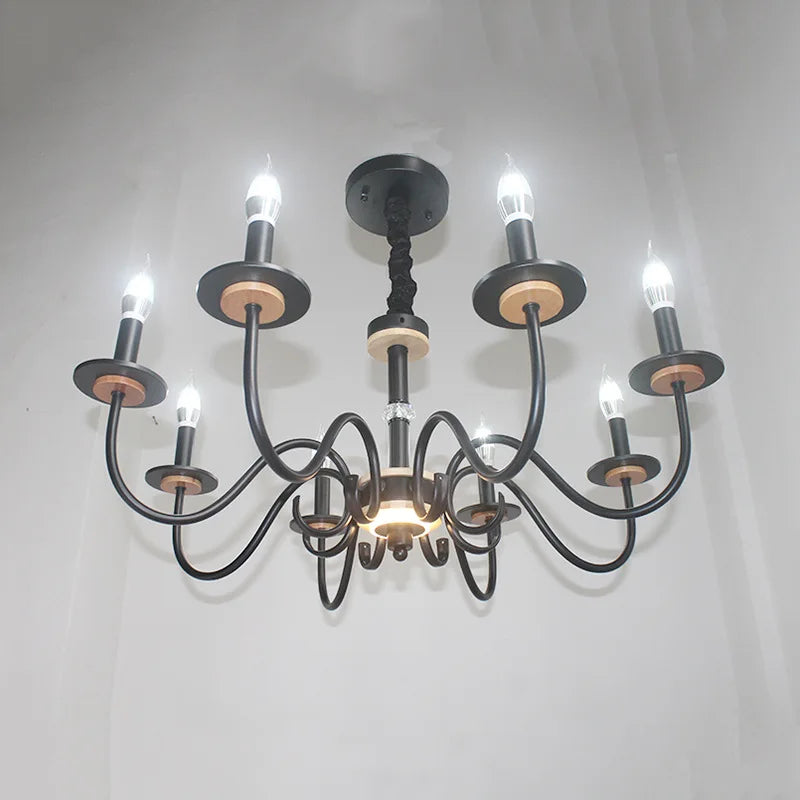 lustre rétro en fer à 8 bougies pour éclairage intérieur