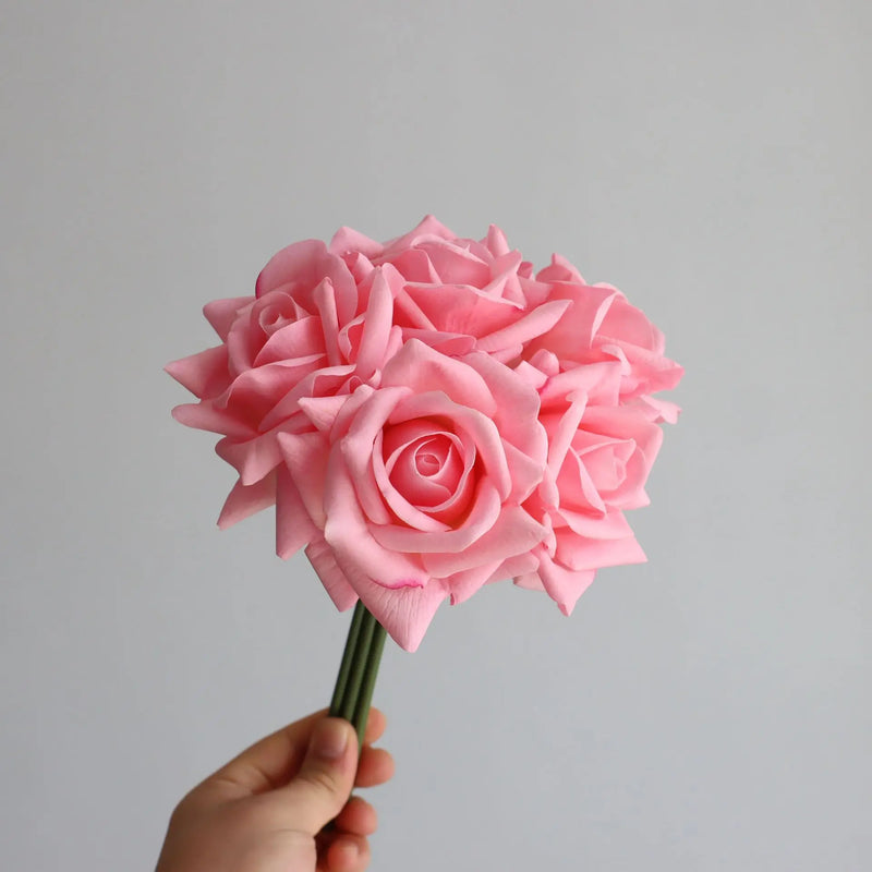 bouquet de roses artificielles à bords bouclés pour mariage et décoration