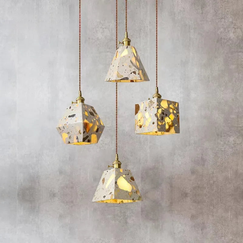 Industrial Style Concrete Pendant Light Fixture, Eco-friendly chandeliers are suitable for bedside, restaurant, café, etc