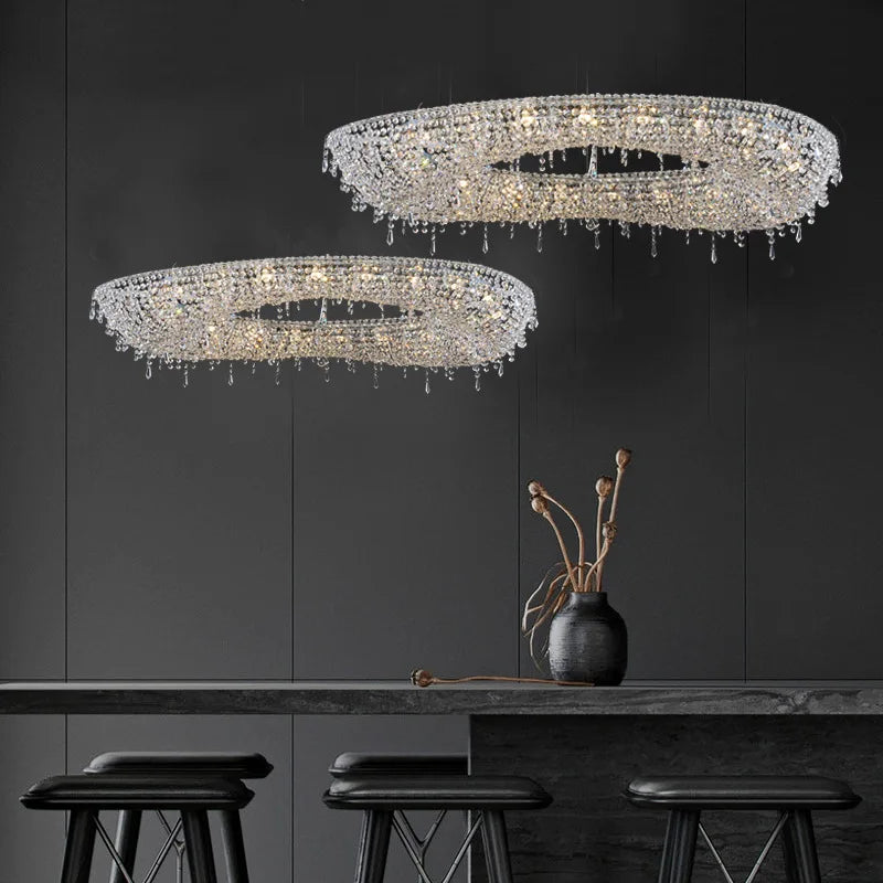 lustre led moderne de luxe en cristal pour hôtel duplex villa