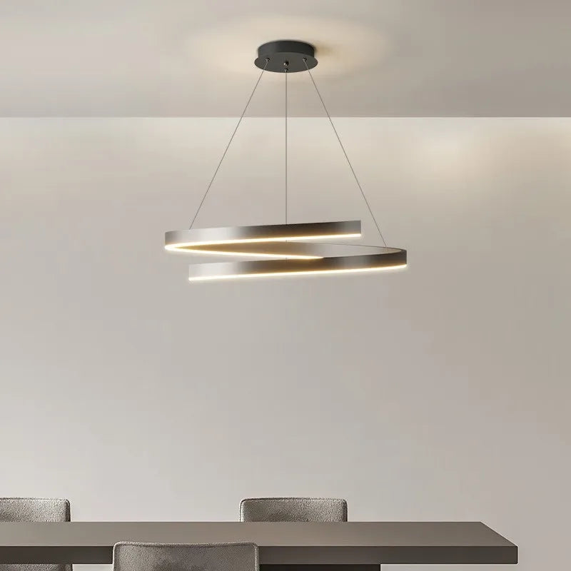 lustre spirale en aluminium led pour décoration maison