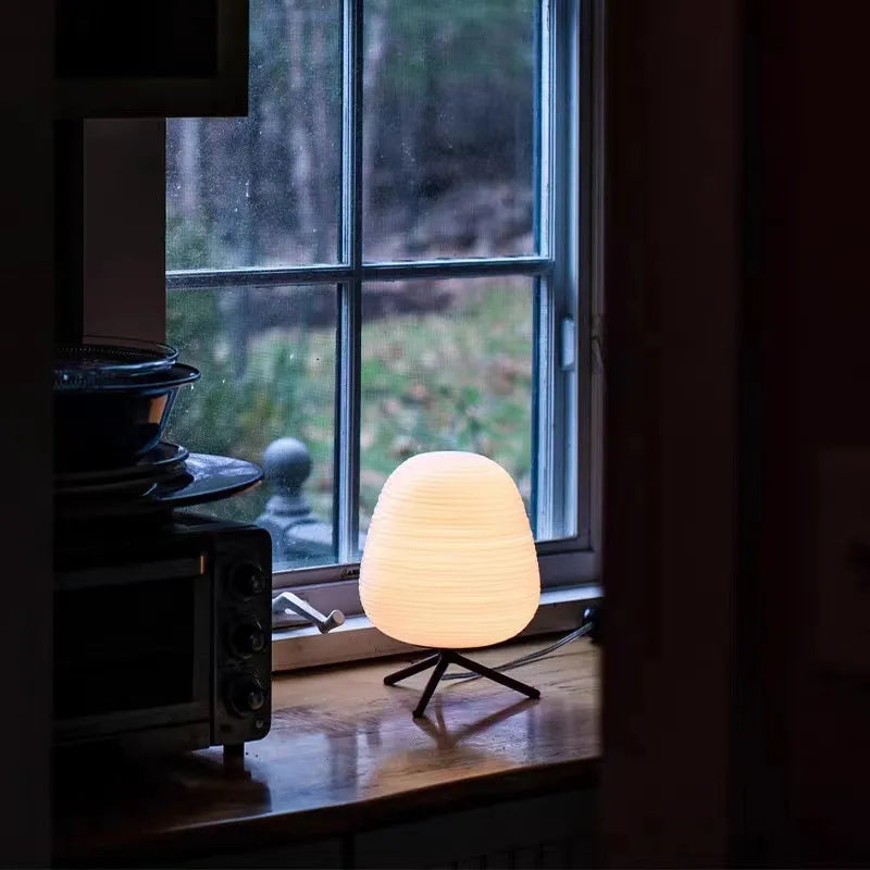 lampe à poser 3 en 1 en verre à motif spirale trépied élégant