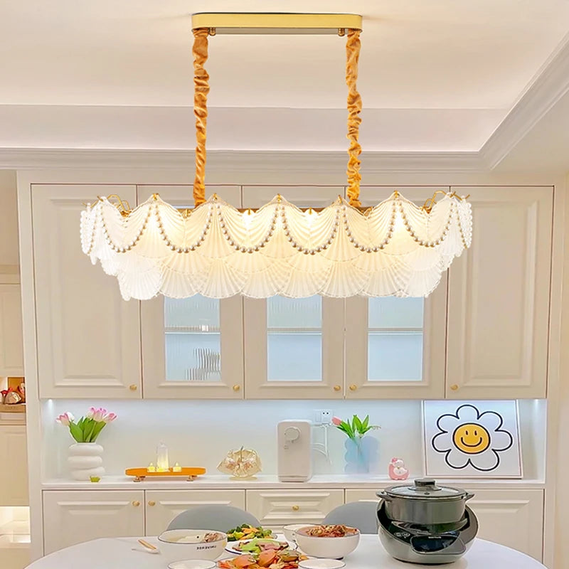 lustre de luxe en forme de coquille en cristal feng shui