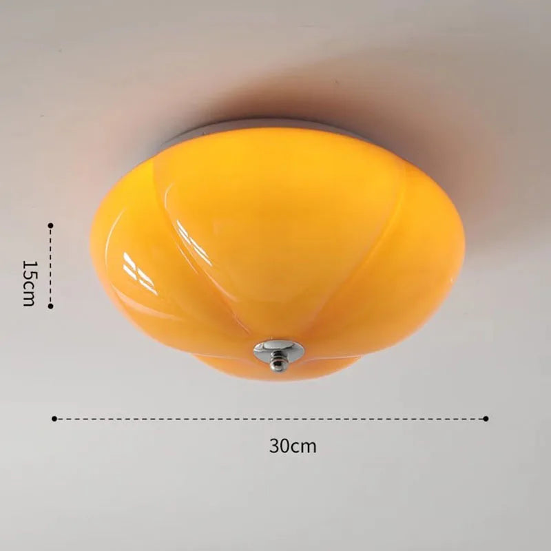 plafonnier led rétro minimaliste en verre de citrouille luminaire décoratif d'intérieur