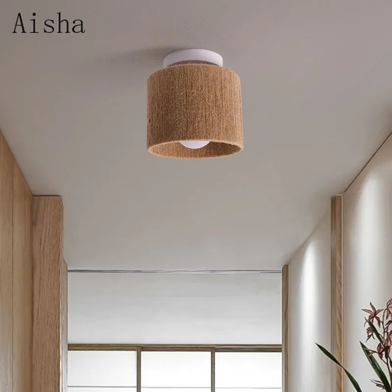 plafonnier en corde de chanvre style japonais rétro pour intérieur accueillant