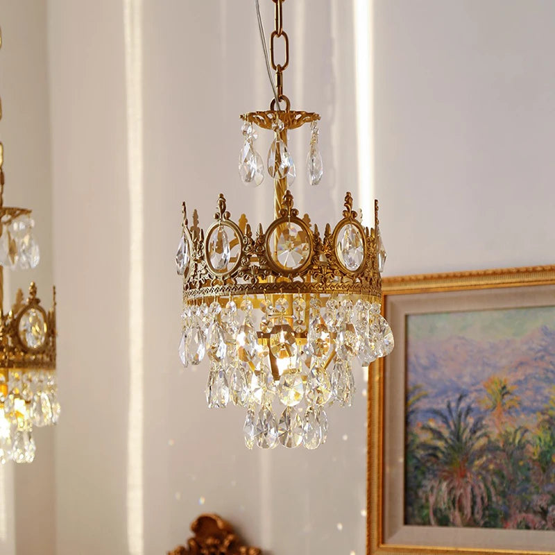 lustre rétro en cristal pour éclairage intérieur décoratif