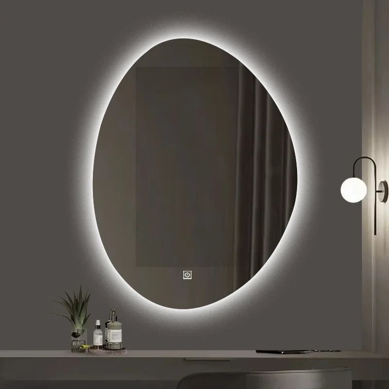 miroir à led intelligent forme irrégulière avec écran tactile