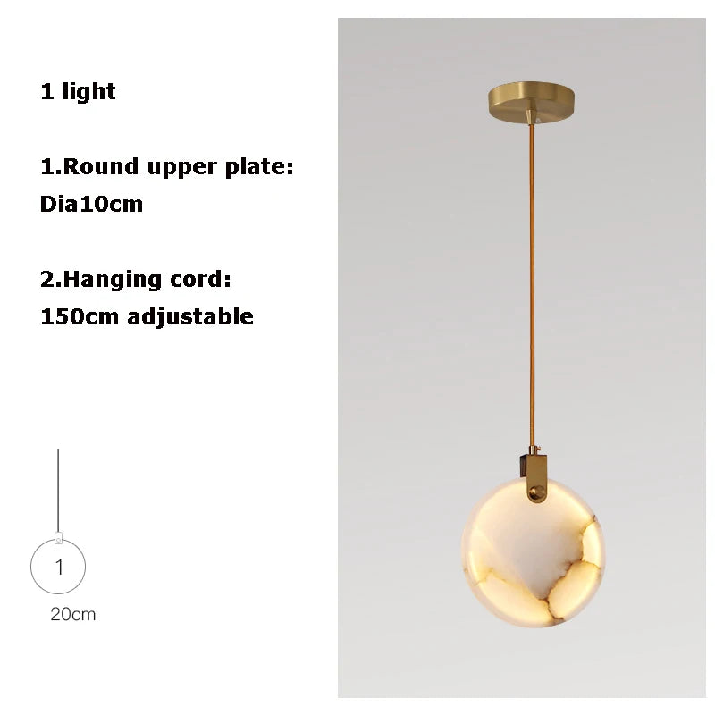 lustre design en marbre doré avec éclairage led tendance 2024