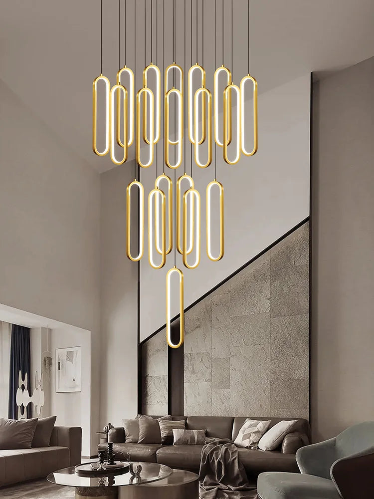 lustre ovale led minimaliste pour duplex hôtel penthouse