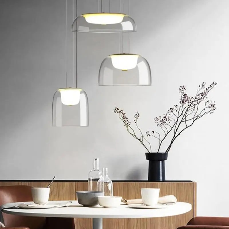 suspension à led avec couvercle en verre moderne