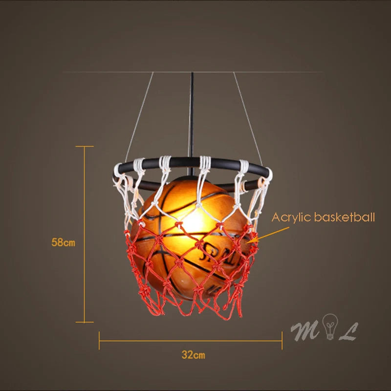 suspension en acrylique avec design panier de basket-ball