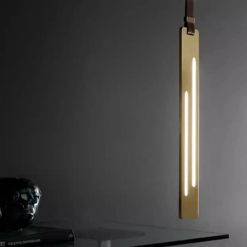 lustre led en métal et cuir pour bar et bureau