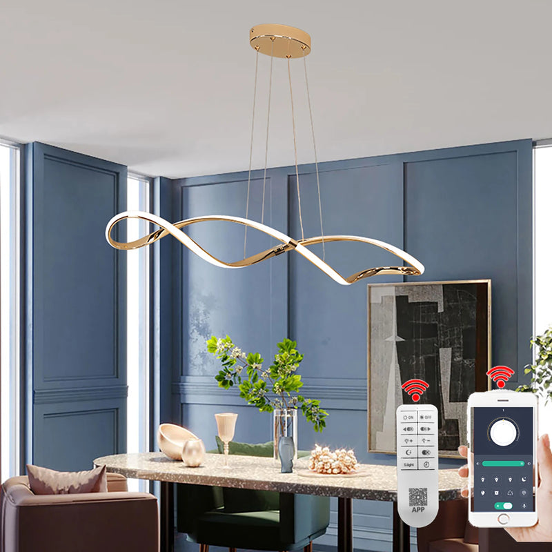 lustre led moderne suspendu avec éclairage et télécommande