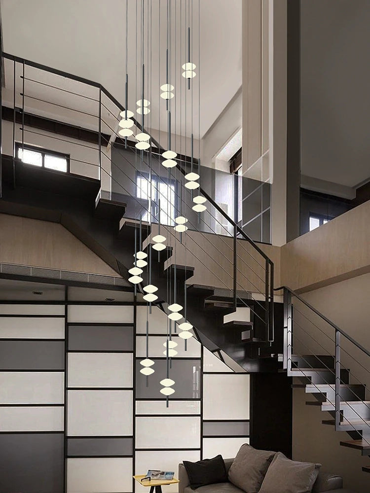 Nordic Staircase Long Chandelier Villa Duplex Chandelier Modern Light Luxury Conical Acrylic Design, 2023 New Pendant Light