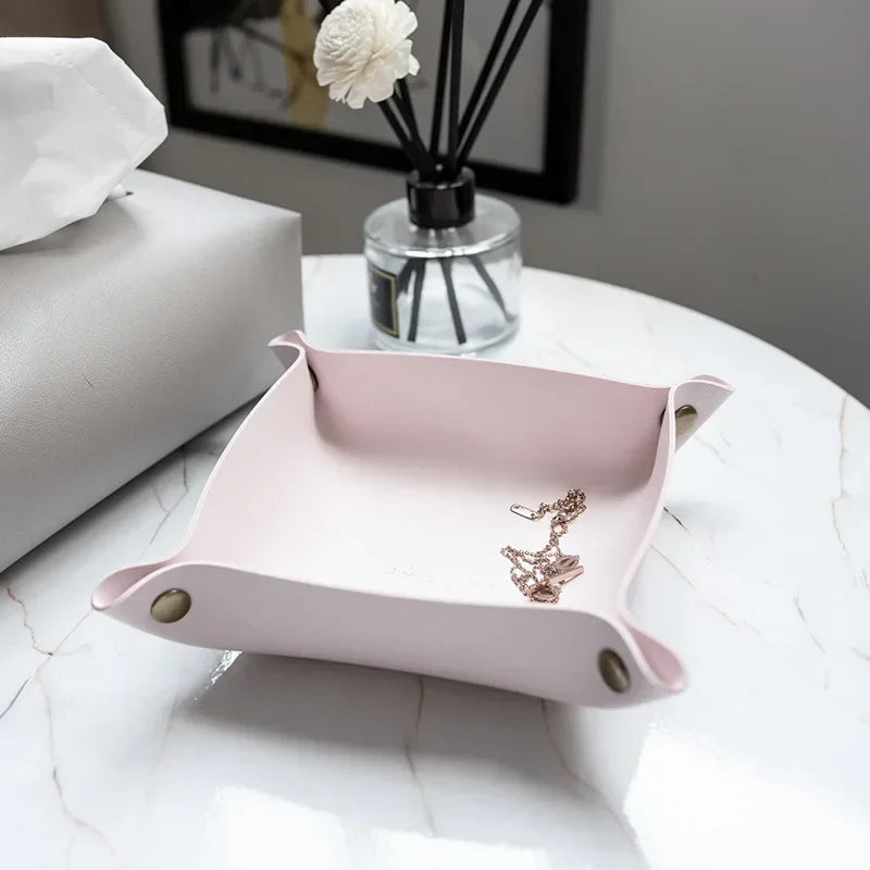 Vide-poche organisateur pliable en cuir pour bureau bijoux et cosmétiques