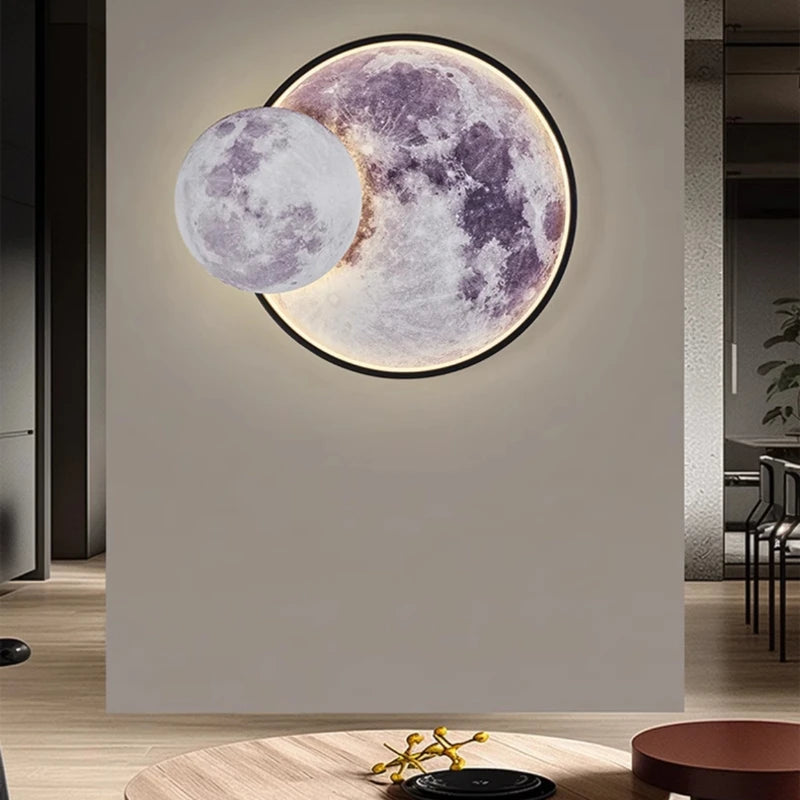 applique murale ronde lune moderne décorative pour intérieur et cadeau