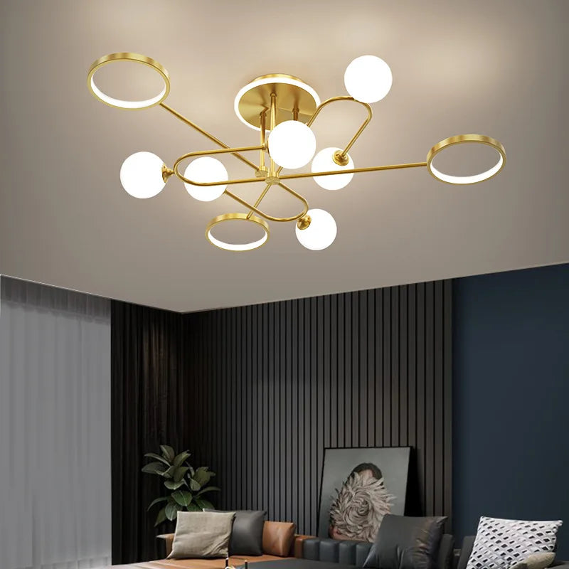 lustre led moderne en verre pour