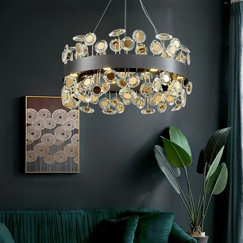 lustre en cristal design italien pour décoration intérieure élégante