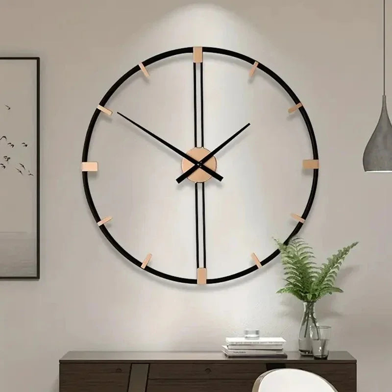 horloge murale nordique en métal design silencieux pour décoration moderne