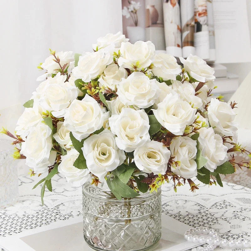 bouquet de roses décoratives en soie parfum de miel pour décoration intérieure