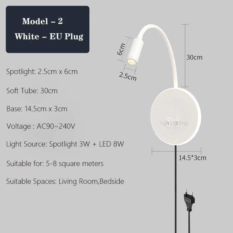 applique murale led moderne avec ports usb et interrupteur