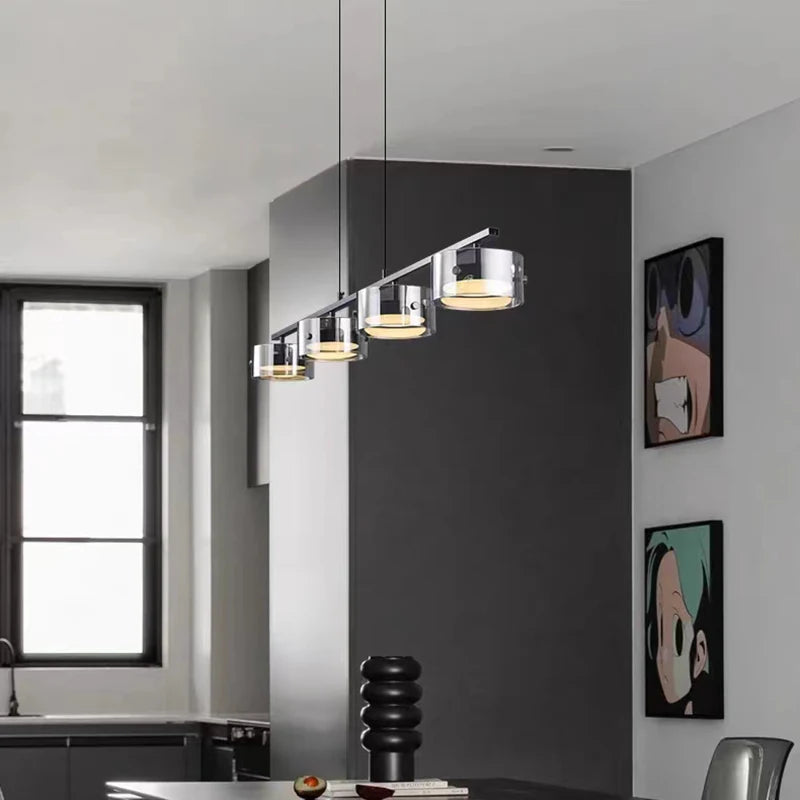 lustre suspendu en verre avec gradation réglable pour divers espaces