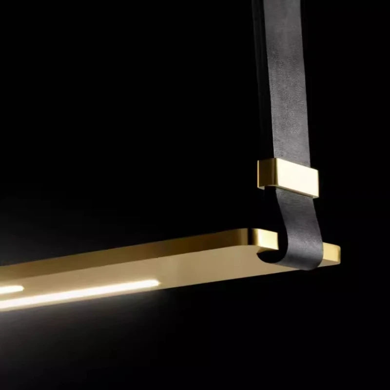 lustre led en métal et cuir pour bar et bureau