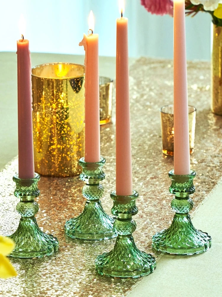 bougeoirs en verre cristal pour décorations de table festive