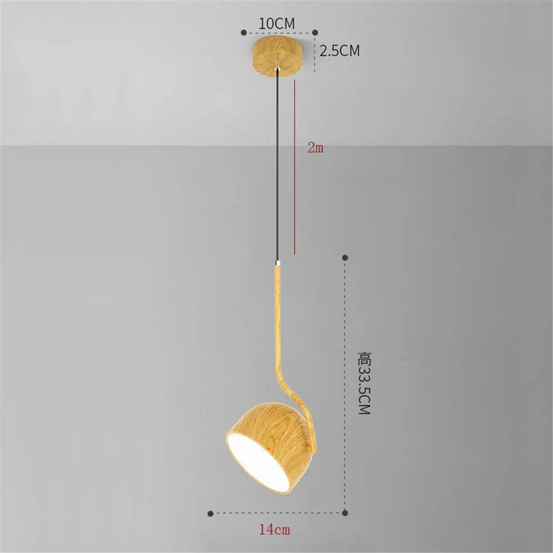 suspension à led en bois style nordique angle réglable minimaliste