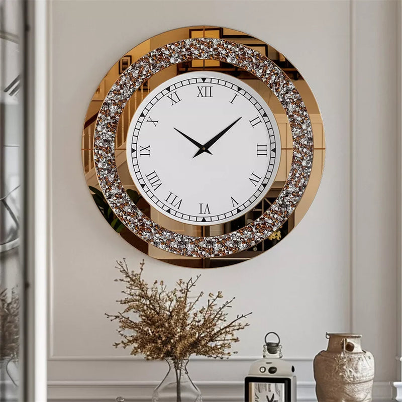 horloge murale moderne 3D design en cristal diamant élégante