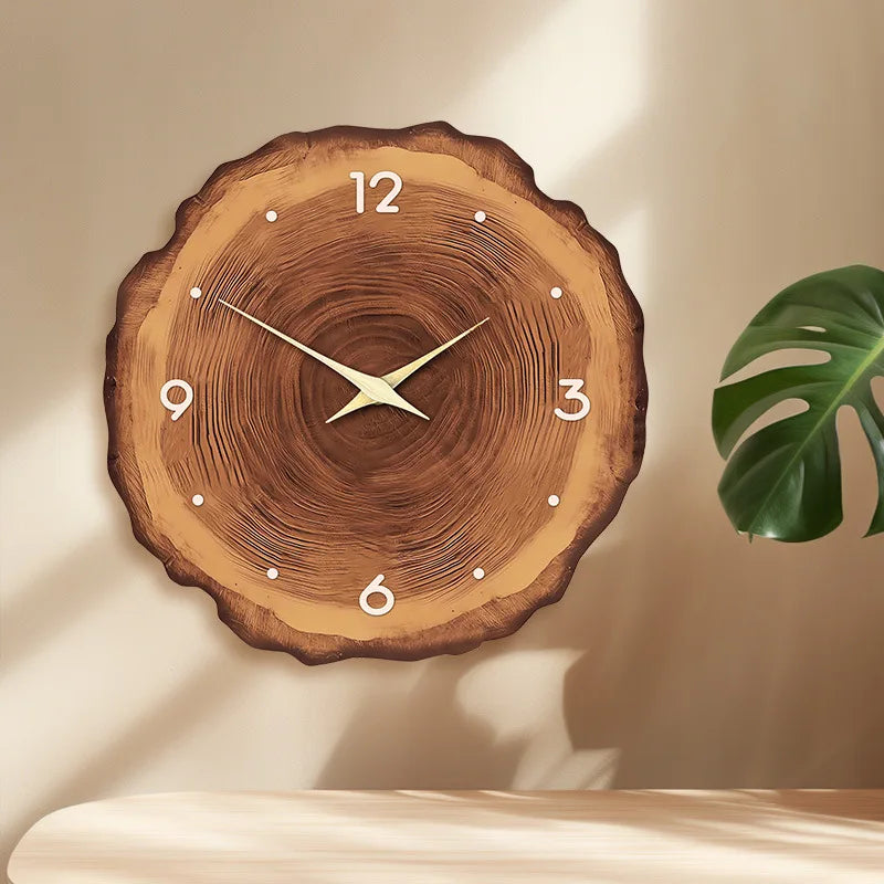 horloge murale moderne en faux bois pour décoration intérieure