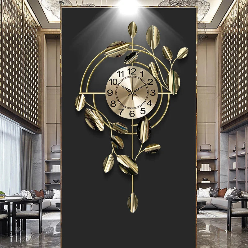 horloge murale en métal doré design nordique luxe silencieuse à balayage