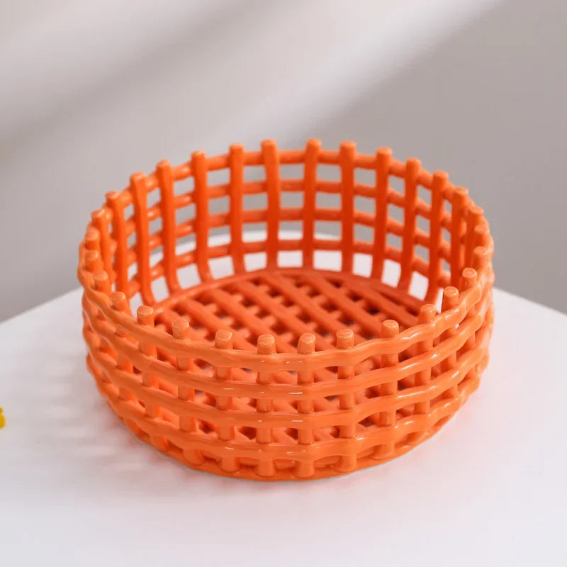 panier de rangement en céramique pour fruits et ustensiles de cuisine