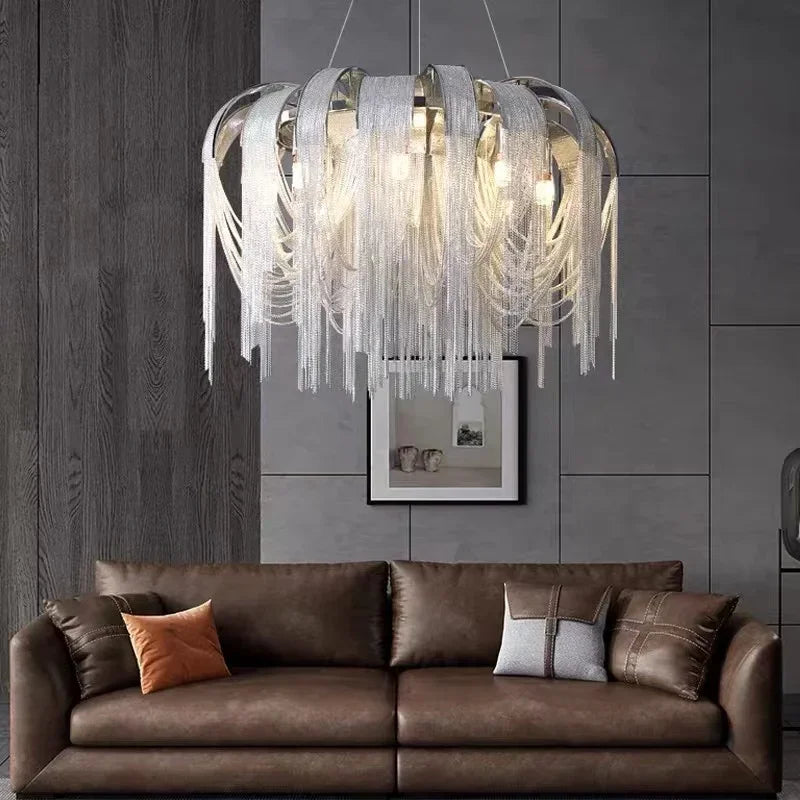 suspension en aluminium avec éclairage led moderne intérieur