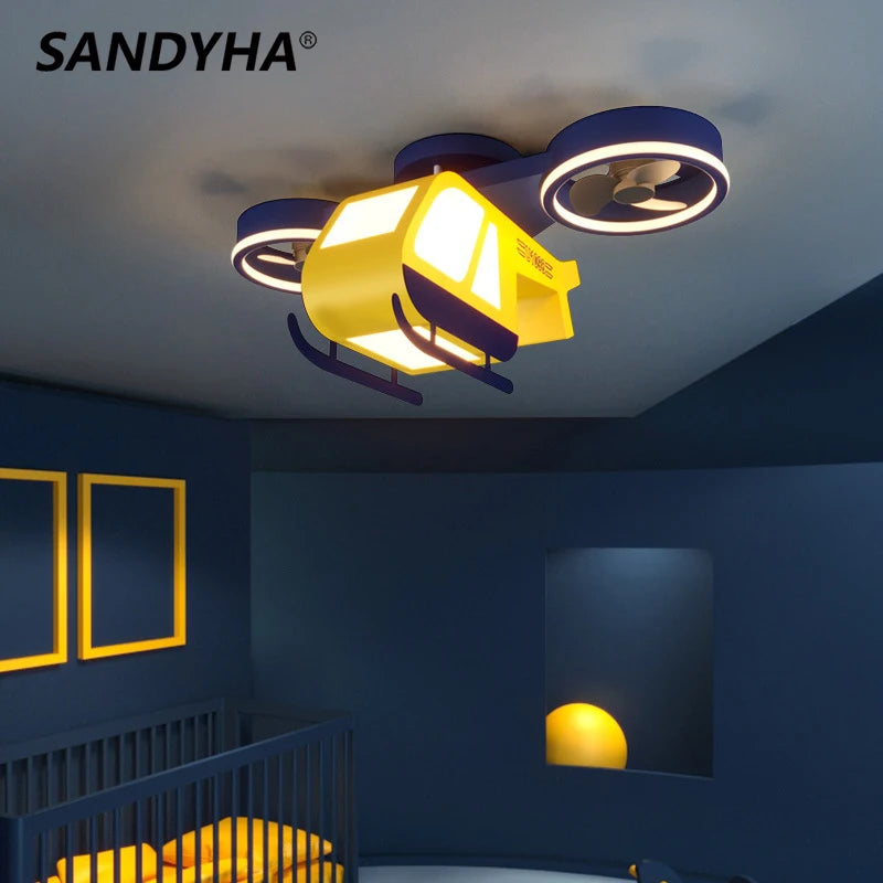 sandyha lampe led acrylique design hélicoptère dessin animé pour enfants