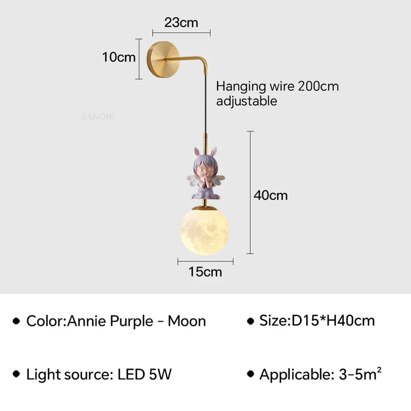 applique murale led design lune et planète pour décoration intérieure