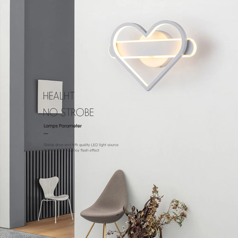 applique murale led en forme de coeur décorative moderne