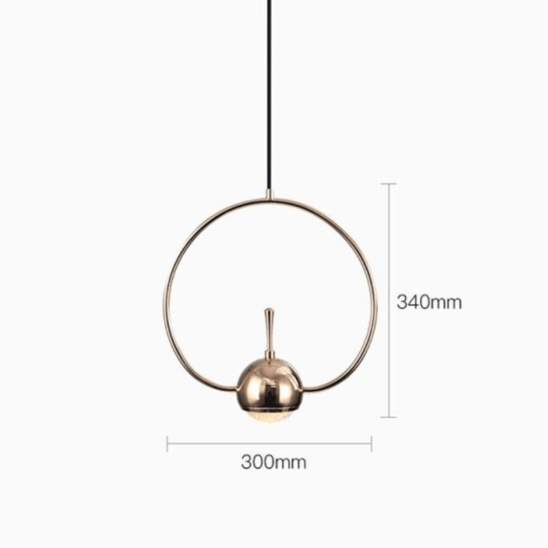 pendant light design of several golden shape with LED ball