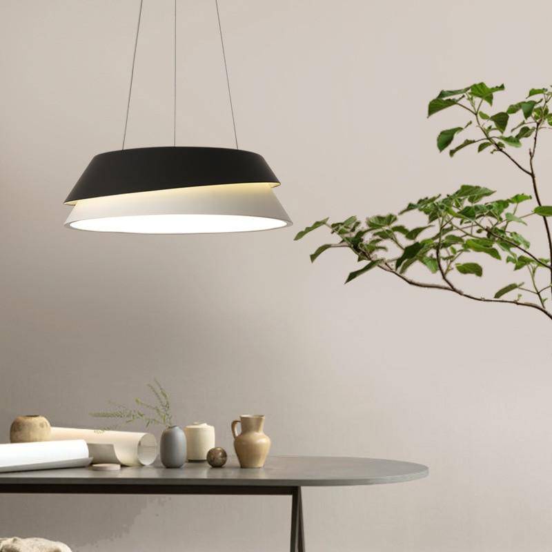 Lustre led design moderne noir et blanc Luminaires sur Lumeers