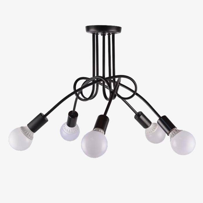 Plafonnier design moderne led en métal noir avec plusieurs spots lumin