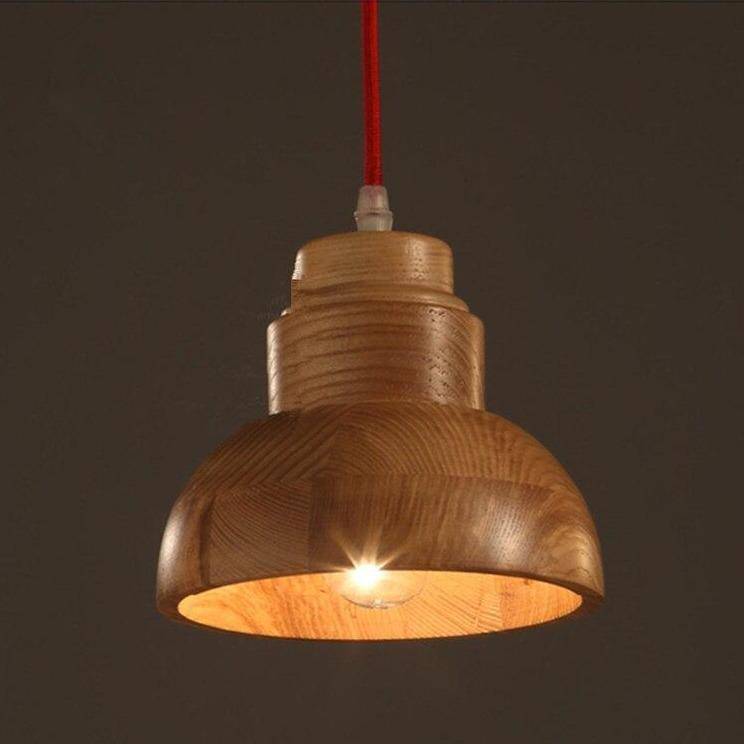 Suspension moderne LED en bois avec abat-jour arrondi Craft