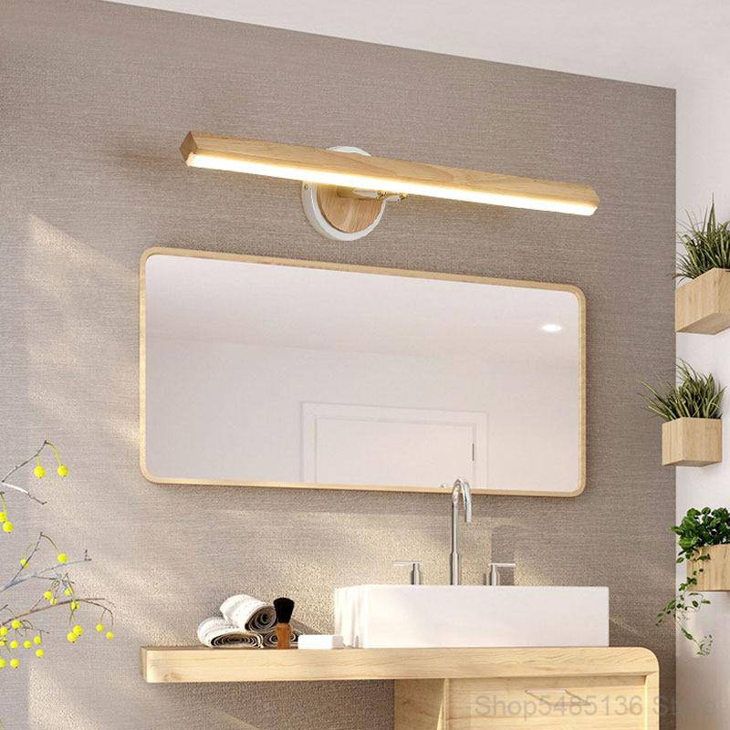 Universal - Applique murale intérieure moderne à LED Miroir en bois Lampe  de salle de bains Lampe de toilette Fixation Composition Luminaire Design  japonais Décoration de la maison chaude (55cm (8W)) 