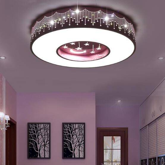 Plafonnier LED rond éclairage chambre d'enfant étoiles licornes